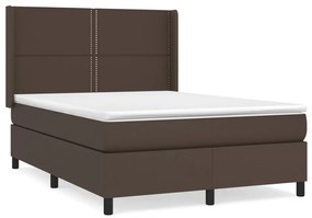 Κρεβάτι Boxspring με Στρώμα Καφέ 140x190εκ. από Συνθετικό Δέρμα - Καφέ