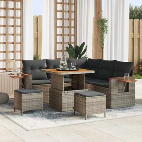 vidaXL Σετ Καναπέ Κήπου με μαξιλάρι 8 pcs Γκρι 80 x 80 x 71 cm