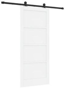 vidaXL Συρόμενη Πόρτα με Σετ Εξαρτημάτων Λευκή 86x198.5 εκ Συμπαγές Ξύλο Πεύκου