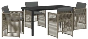 vidaXL Σέτ φαγητού για κήπο 5 pcs Γκρι Χάλυβας με επίστρωση πούδρας