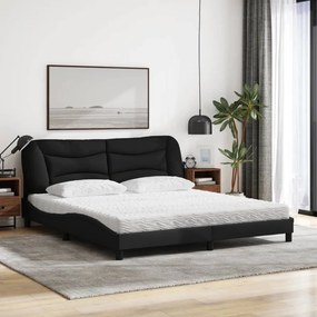 vidaXL Κρεβάτι με Στρώμα Hvar Μαύρο 180x200 εκ. Υφασμάτινο