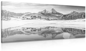 Απεικόνιση χιονισμένο τοπίο στις Άλπεις σε ασπρόμαυρο