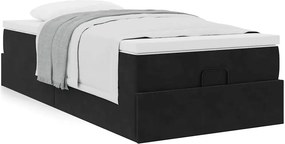 vidaXL Οθωμανικό κρεβάτι με στρώμα Μαύρο 80x200cm Velvet