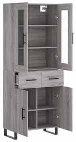 vidaXL Ντουλάπι Γκρι Sonoma 69,5 x 34 x 180 εκ. Επεξεργασμένο Ξύλο