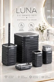 Stewehome Σετ μπάνιου 5 τεμαχίων με λευκό χρώμα και κυματιστό σχέδιο από χρώμιο