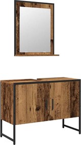 vidaXL Σετ Επίπλων Μπάνιου Επιτοίχιο 2 pcs Καφέ Επεξεργασμένο ξύλο