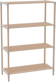 Ραφιέρα δαπέδου ξύλινη - πλαστική χρώμα φυσικό - μπεζ 65x30x116εκ.