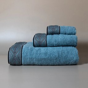 Πετσέτες Μπάνιου (Σετ 3τμχ) White Fabric Serpa L.Blue 600gsm
