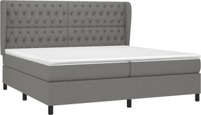 vidaXL Κρεβάτι Boxspring με Στρώμα Σκούρο Γκρι 200x200 εκ. Υφασμάτινο