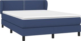vidaXL Κρεβάτι Boxspring με Στρώμα Μπλε 140x190 εκ. Υφασμάτινο
