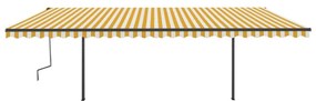 Τέντα Αυτόματη με LED &amp; Αισθητήρα Ανέμου Κίτρινη/Λευκή 6x 3,5μ. - Κίτρινο