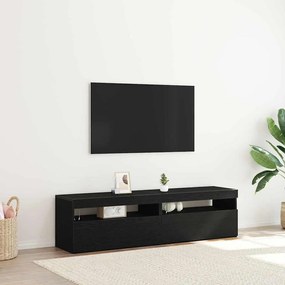 vidaXL Έπιπλα τηλεόρασης με φώτα LED 2 τεμ Μαύρη Δρυς 75x35x40 εκ Επεξεργασμένο ξύλο