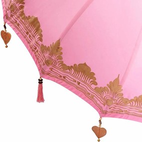 vidaXL Μπαλινέζικη ομπρέλα με βάση Ροζ Ø 210-220 cm