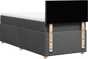 vidaXL Κρεβάτι Boxspring με Στρώμα Σκούρο Γκρι Single Υφασμάτινα
