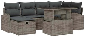 vidaXL Σετ Καναπέ Κήπου με μαξιλάρι 7 pcs Γκρι Πολυ ράταν