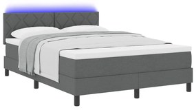 vidaXL Κρεβάτι με Ανατομική Βάση με Στρώμα & LED Σκούρο Γκρίζο 160x200 εκ. Ύφασμα
