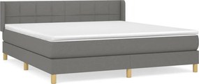 vidaXL Κρεβάτι Boxspring με Στρώμα Σκούρο Γκρι 180x200 εκ Υφασμάτιν