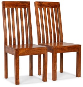 Καρέκλες Τραπεζαρίας Μοντέρνες 2 τεμ. Μασίφ Ξύλο/Μελί Φινίρισμα - Καφέ