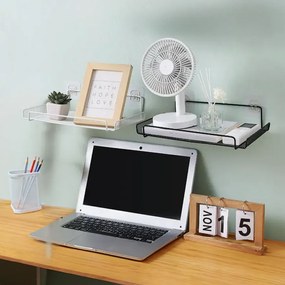 Μεταλλικό Ράφι Τοίχου Δίχτυ 30x19x7cm Άσπρο ή Μαύρο - Άσπρο