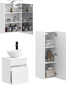 vidaXL Σετ Επίπλων Μπάνιου 4 pcs Λευκό Επεξεργασμένο Ξύλο και Γυαλί