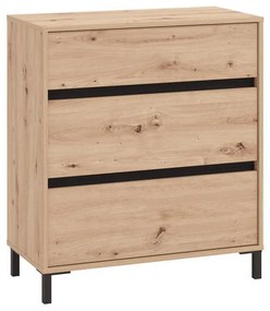 Συρταριέρα MARRON 80 3F Artisan oak - Μαύρο ματ 80x40x90εκ. 80x40x90 εκ.