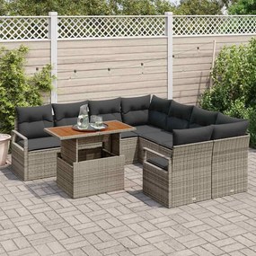 vidaXL Σέτ φαγητού για κήπο 9 pcs Γκρι, Καφέ 100 x 55 x 73 εκ
