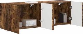 vidaXL Ντουλάπι Τηλεόρασης Τοίχου Επιτοίχιο 2 pcs Καπνιστό Δρύς