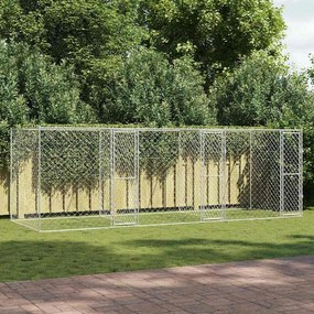 vidaXL Κλουβί σκύλου Ασημί 600 x 200 x 200 εκ. Επικαλυμμένος Χάλυβας