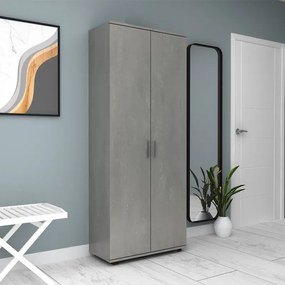 Ντουλάπα ρούχων - παπουτσοθήκη Eric Megapap δίφυλλη χρώμα γκρι σκυροδέματος 76x36x187εκ.
