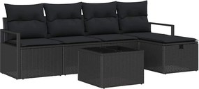 vidaXL Σετ Καναπέ Κήπου με μαξιλάρι 6 pcs Μαύρο Πολυ ράταν
