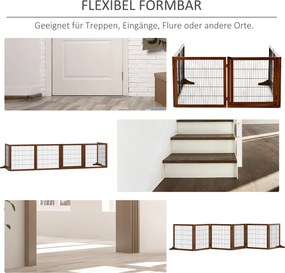 Dog Barrier Folding Pine Wood 432 x 36 x 70 cm Καφές