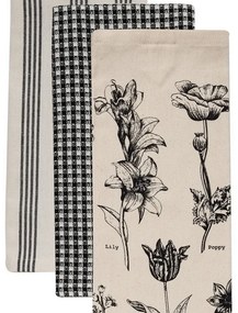 Πετσέτες Κουζίνας Fazzy 255 (Σετ 3τμχ) Beige-Blue Kentia 40x60cm 100% Cotton