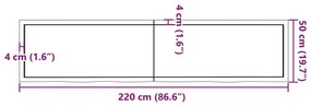 Πάγκος Μπάνιου Σκούρο Καφέ 220x50x(2-4) εκ. Επεξεργ. Μασίφ Ξύλο - Γκρι