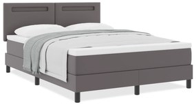 vidaXL Kρεβάτι  με ελατήρια και στρώμα σε γκρι, 160x200 εκ, ψεύτικο δέρμα