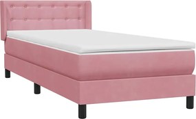 vidaXL Κρεβάτι Boxspring με Στρώμα Ροζ 80x220 εκ. Βελούδινο