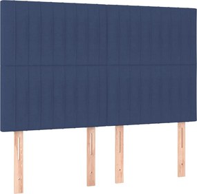 vidaXL Κρεβάτι Boxspring με Στρώμα Μπλε 140x200 εκ. Υφασμάτινο