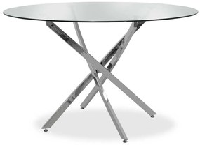 Τραπέζι στρόγγυλο Steve pakoworld με γυάλινη επιφάνεια διαφανές Φ120x74,5εκ - 029-000030