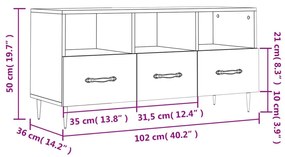 Έπιπλο Τηλεόρασης Καπνιστή Δρυς 102x36x50εκ. Επεξεργασμένο Ξύλο - Καφέ