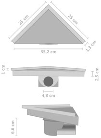 Σιφόνι Ντους με Κάλυμμα 2 σε 1 25x25 εκ. από Ανοξείδωτο Ατσάλι