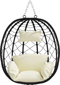 vidaXL Κρεμαστή καρέκλα αυγό Κρεμ λευκό 91,5 x 60 x 110 εκ.