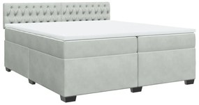 vidaXL Κρεβάτι Boxspring με Στρώμα Ανοιχτό Γκρι 200x200 εκ. Βελούδινο
