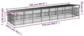 Υπαίθριο Κλουβί Σκύλων με Οροφή από Χάλυβα 15,02 μ² - Μαύρο