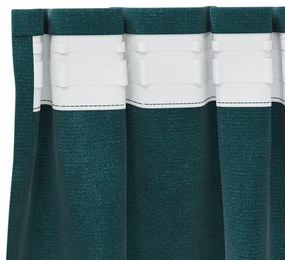 vidaXL Curtains blackout  με κορδέλα 2 τεμ Σκούρο Πράσινο Βελούδο