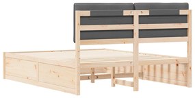 vidaXL Σκελετός Κρεβατιού με Επενδεδυμένο Κεφαλάρι Σκούρο Γκρι