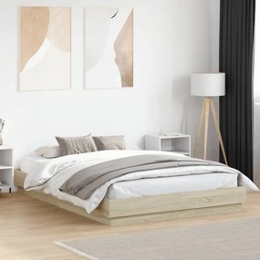 vidaXL Πλαίσιο Κρεβατιού με LED Sonoma Δρυς 150x200 εκ.