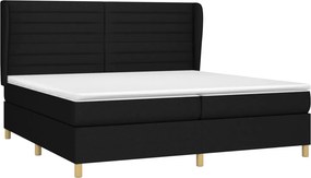 vidaXL Κρεβάτι Boxspring με Στρώμα Μαύρο 200x200 εκ. Υφασμάτινο