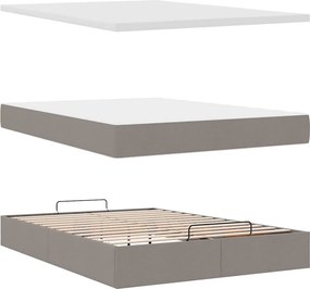 vidaXL Οθωμανικό κρεβάτι με στρώμα &amp; LEDs Taupe 140x200 cm Ύφασμα