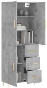 vidaXL Ντουλάπι Γκρι Σκυροδέματος 69,5x34x180 εκ. Επεξεργασμένο Ξύλο