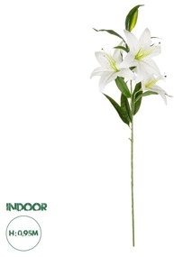 GloboStar® Artificial Garden WHITE LILLY BRANCH 21312 Τεχνητό Διακοσμητικό Κλαδί Λευκό Κρίνο Y95cm