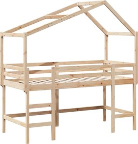 vidaXL Υπερυψ. Κρεβάτι Λευκό 80x200 εκ. Μασίφ Πεύκο με Σκάλα / Οροφή